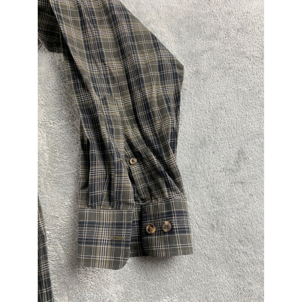 Paul Fredrick Mens XXLT Plaid Button Down Shirt Olive Green Long Staple Cotton - Picture 5 of 11